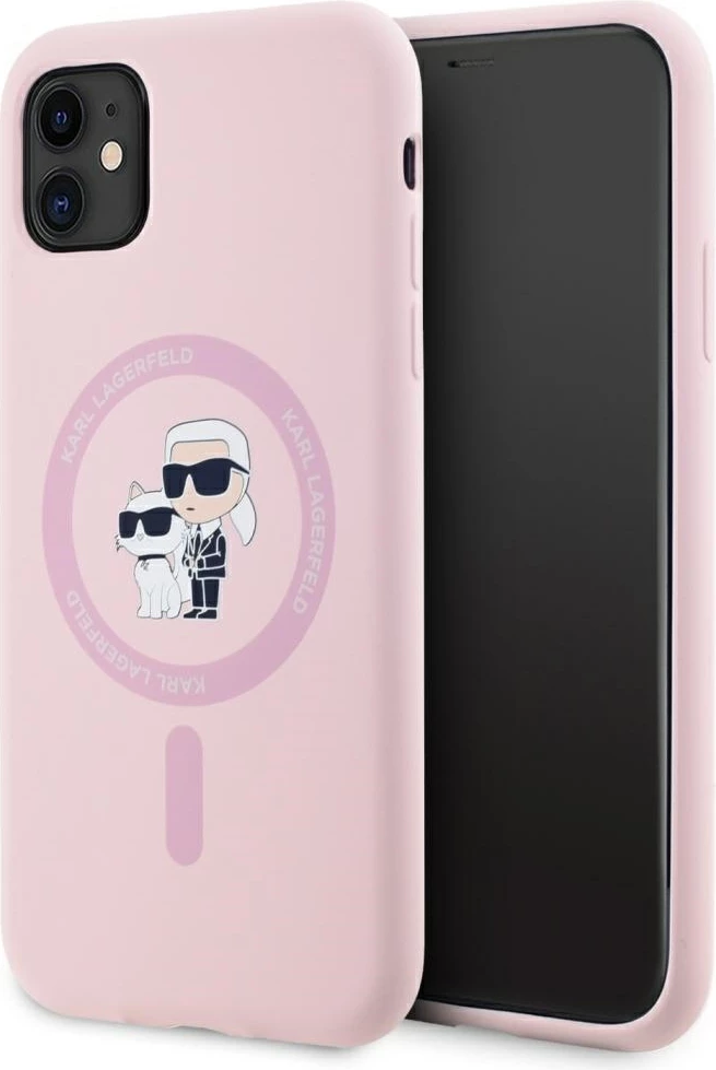 Mbështjellës Karl Lagerfeld Silicone Karl&Choupette MagSafe për iPhone 11, Rozë