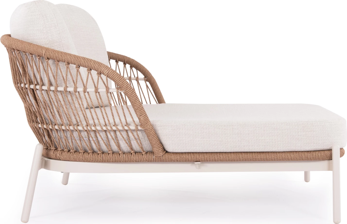 Krevati i jashtëm për dy persona Quantum, alumin, ratan sintetik, ngjyrë bezhë/krem, 162x148x97cm