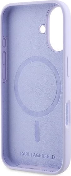 Mbështjellës Karl Lagerfeld Silicone KC Heads Ring MagSafe për iPhone 16 Plus, Vjollcë