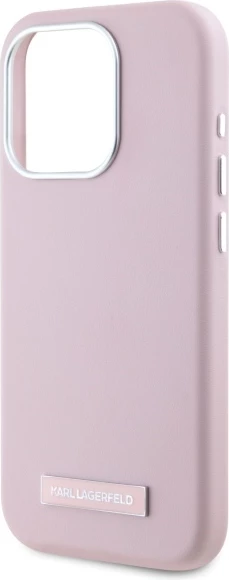 Mbështjellës Karl Lagerfeld FW Metal Plate MagSafe për iPhone 15 Pro Max, Rozë