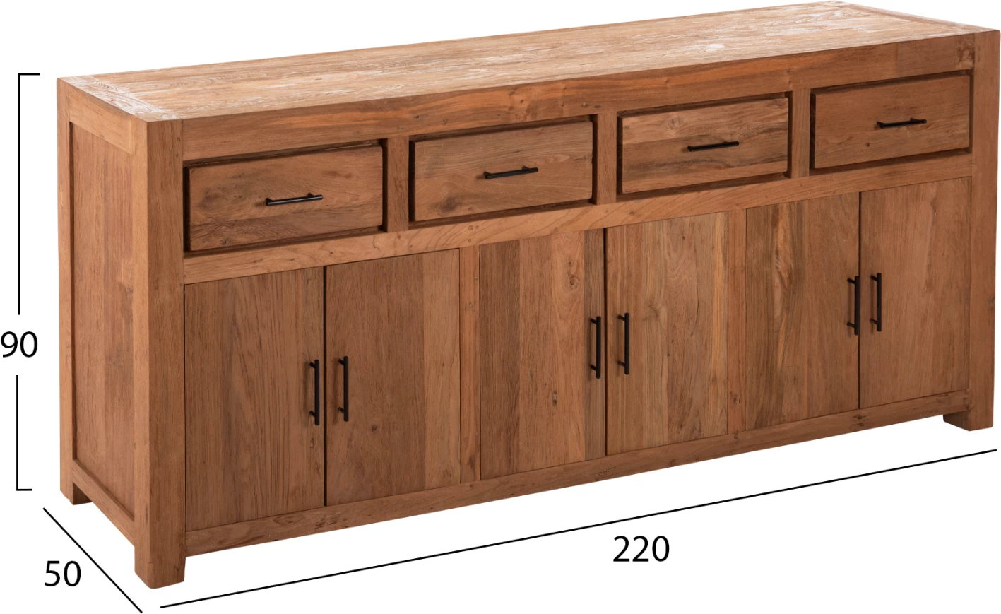 Bufe GRAYSON FH9802 dru TEAK i ricikluar natyral 220x50x90H cm