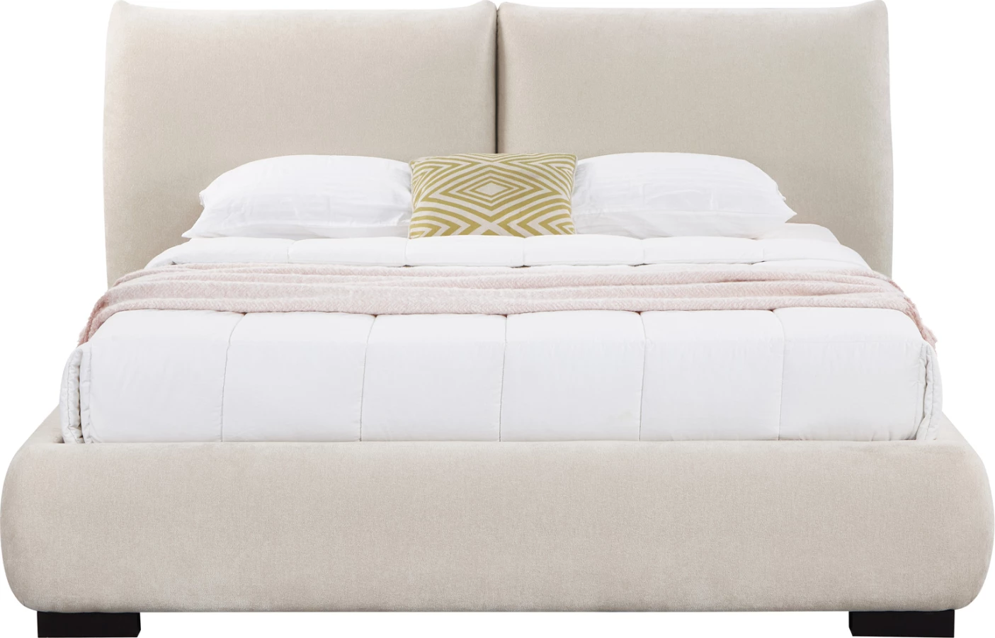 Krevat dopio me hapësirë për depo, material lëkure të butë (faux fur), ngjyrë bezhë e çelët, NUVIA CD728.03, dyshek 160x200cm