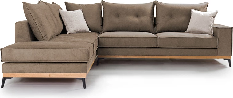 Kënd divani Luxury II këndi djathtë, pëlhurë mocha-krem, 290x235x95cm