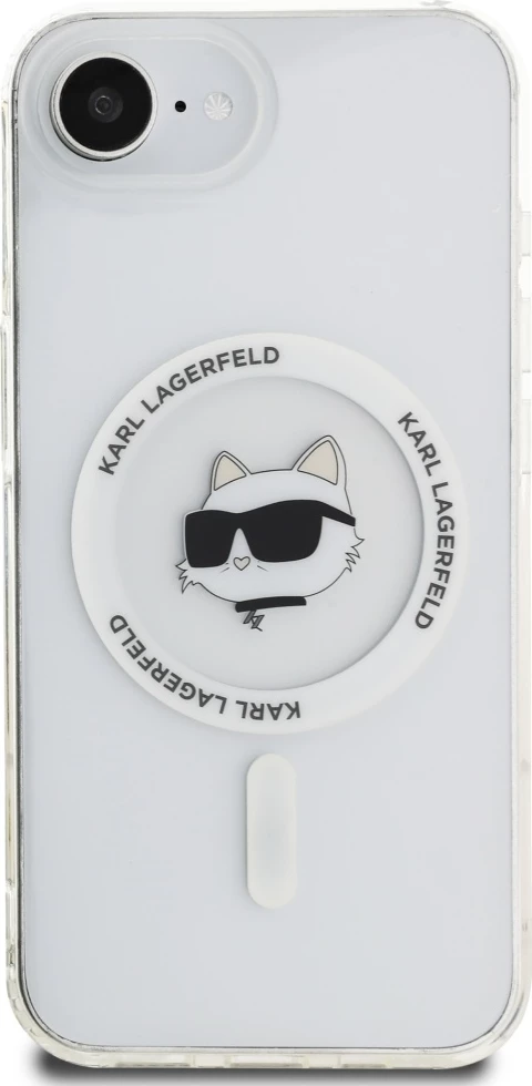 Mbështjellës Karl Lagerfeld IML Metal Choupette Head MagSafe për iPhone 16e, Bardhë