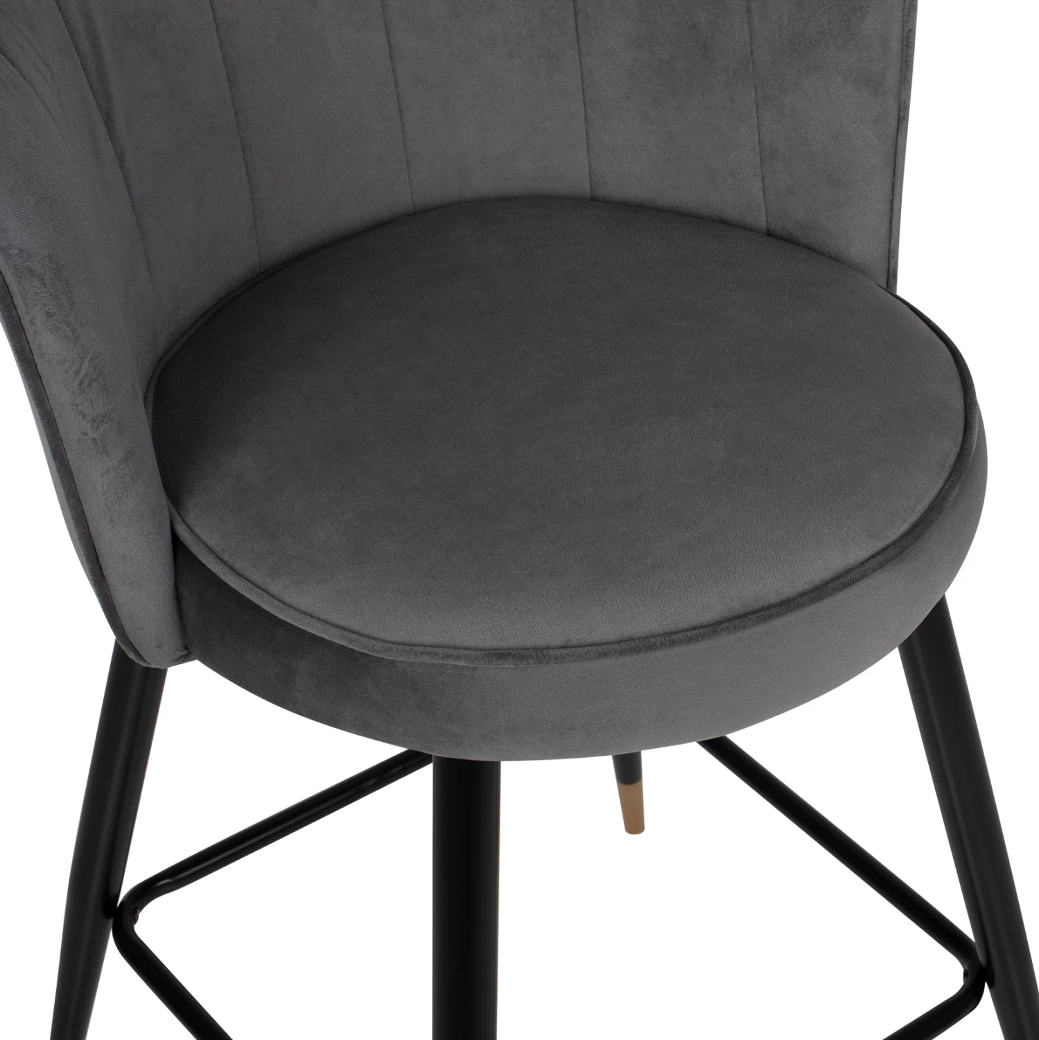 Karrige për bar VESNA FH8736.01, kadife gri, kornizë metalike e zezë, 50x50x90H cm., set prej 2 copë