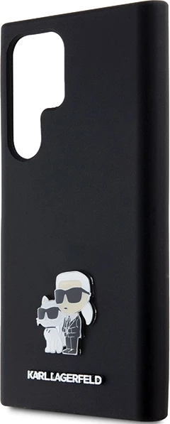 Mbështjellës Karl Lagerfeld Silicone Karl&Choupette Metal Pin për Samsung Galaxy S24 Ultra, i zi