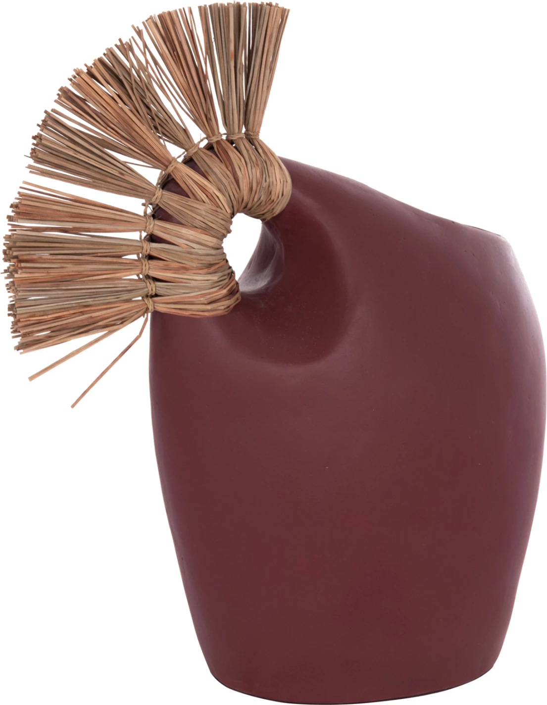 Vazo dekorative tavoline ALICA2, terrakotë, e kuqe maron, me bar të thatë, 44x18x50cm