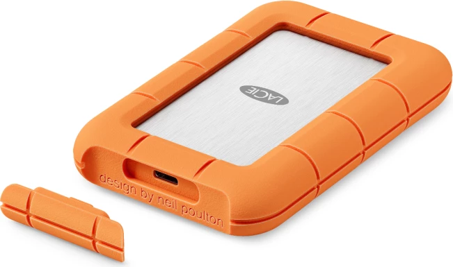 SSD i jashtëm LaCie Rugged STND4000400 4TB USB-C, deri 40 Gb/s, portokalli, me kabllo USB-C + mbështjellës silikoni