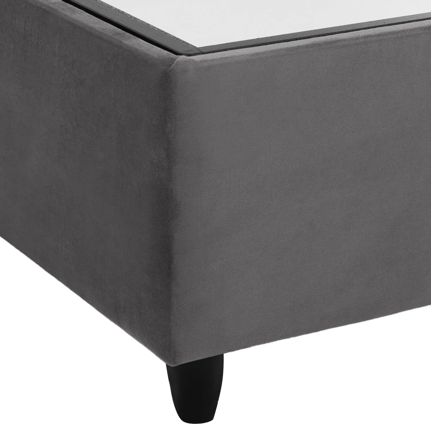 Krevat MALENA, kadife gri, me hapësirë ruajtjeje, i qepur, 160x200