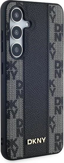 Mbështjellës DKNY Leather Checkered Mono Pattern MagSafe për Samsung Galaxy S24+, i zi