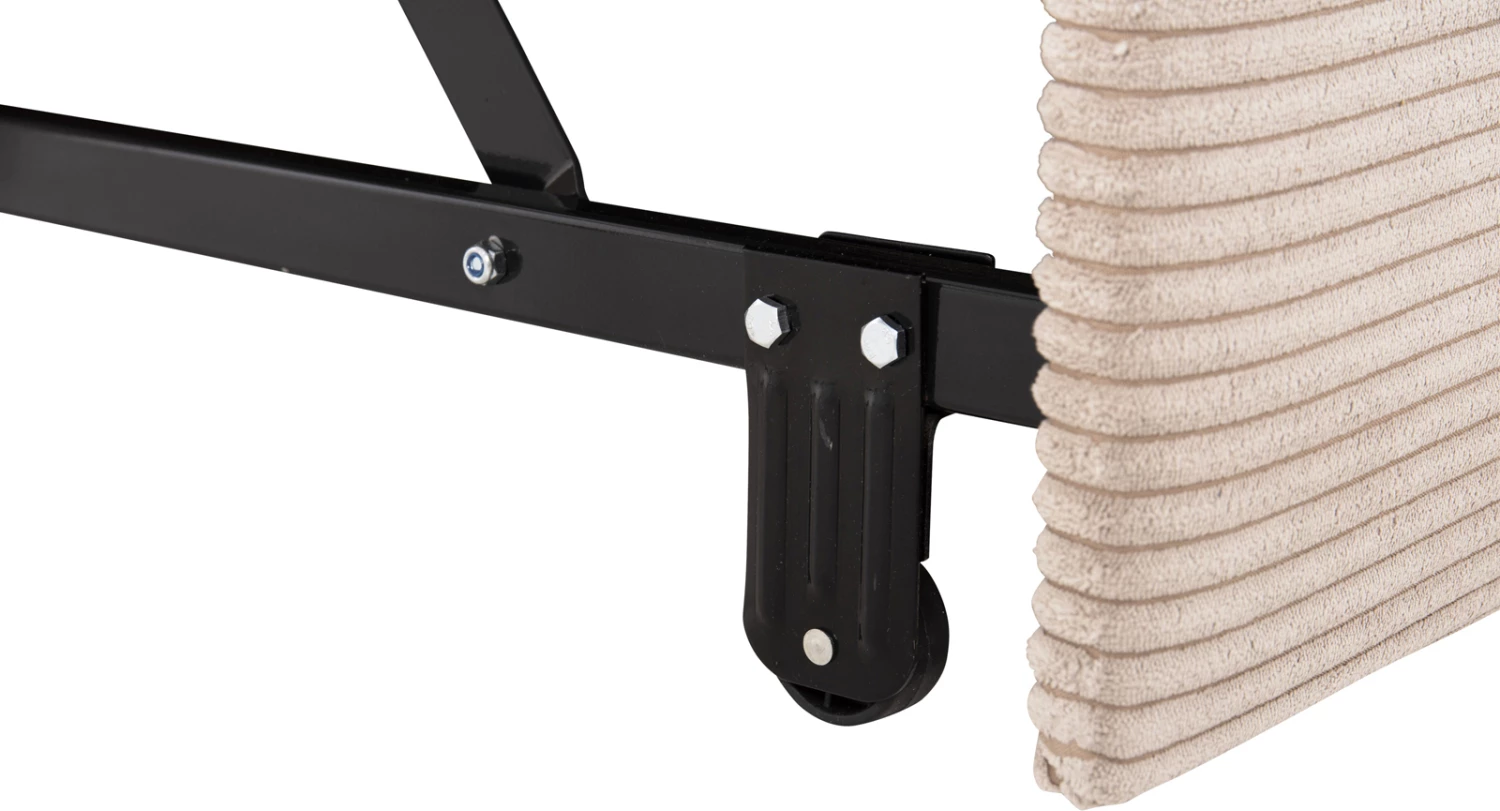 Divan qoshe me shtrat dhe hapësirë ruajtjeje ALDO FH3276.01R, pëlhurë bezhë, 256x91-159x87H cm