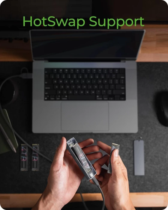 Kasë për SSD M.2 ICYBOX IB-1826MCL-CU31, NVMe/SATA, USB-C 3.2 Gen 2 10 Gbit/s, RGB, gri e errët, set me kabllo