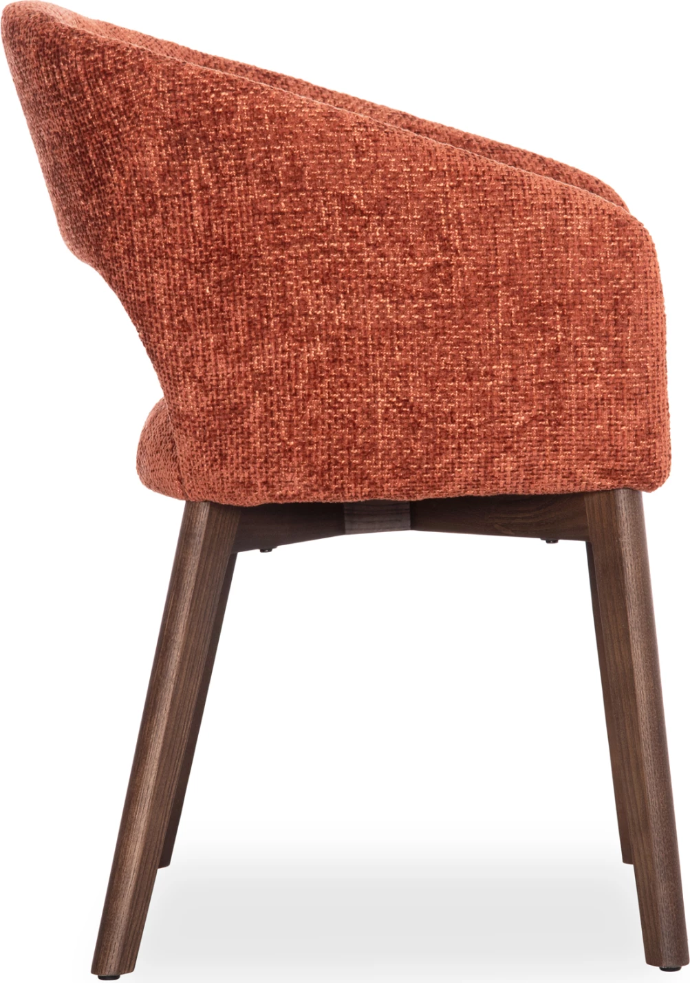 Karrige ngrënieje Empire, stof portokalli, këmbë dru ahu, ngjyrë arre, 55x54x78cm