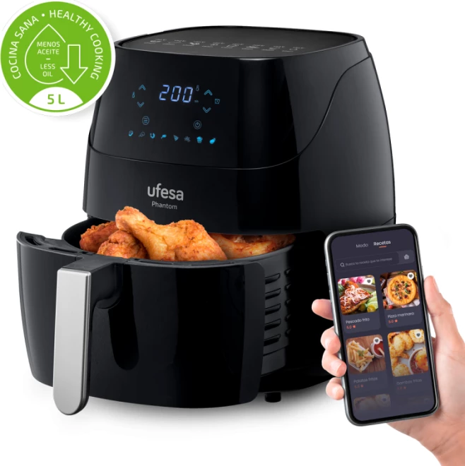 Fritezë me ajër UFESA Phantom 5L 1500W me WiFi, e zezë