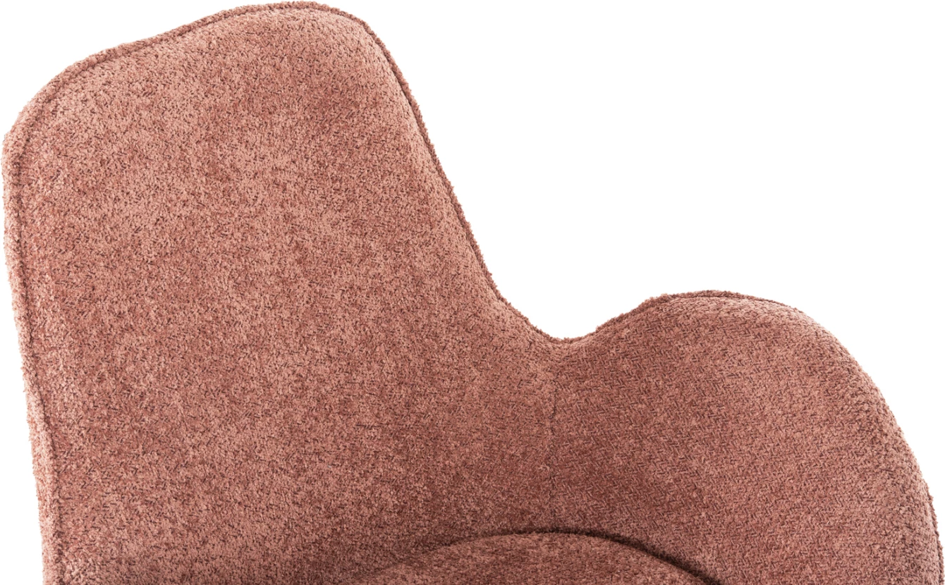 Karrige rrotulluese BRYNN, pëlhurë boucle rozë, bazë metalike e zezë, 88x76x88H cm