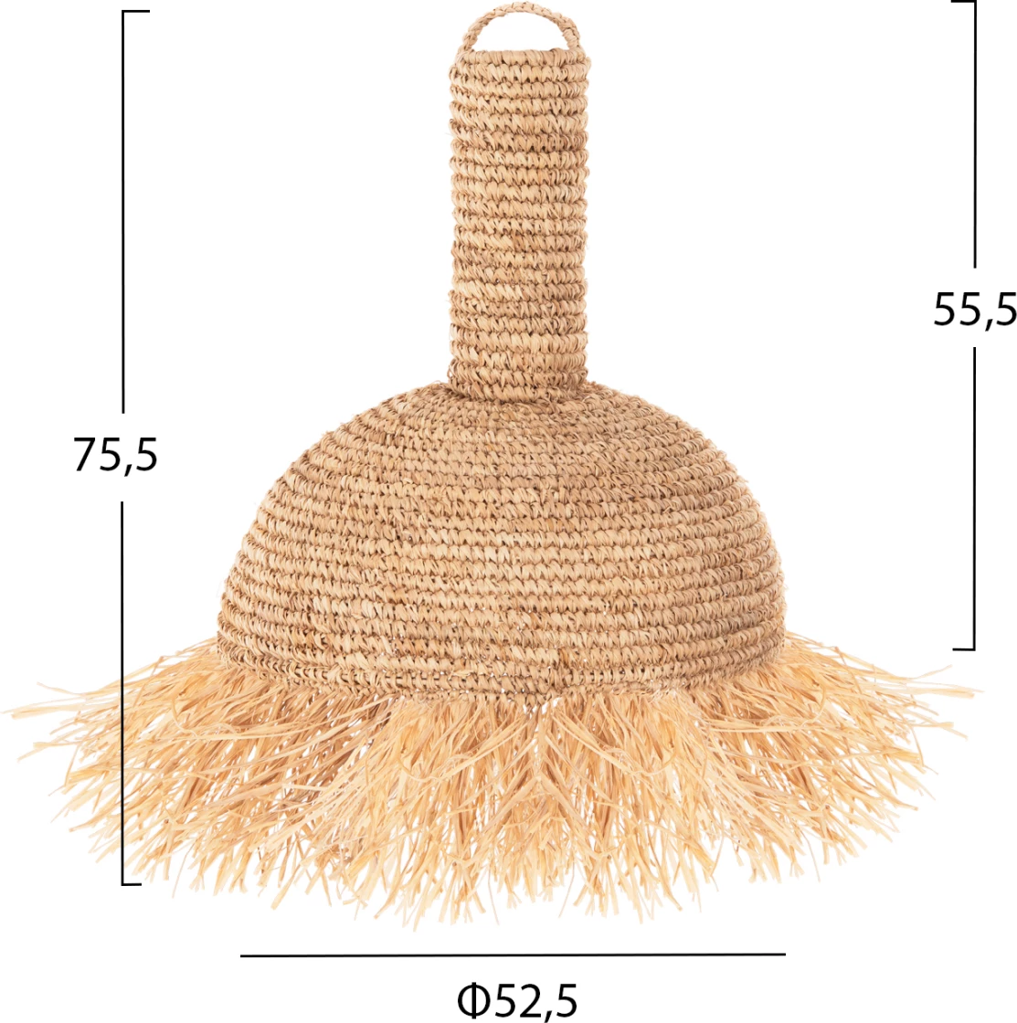 Llambë varëse tavani me thekë FH7856 fibra palme të thata Φ52,5x55,5Hcm