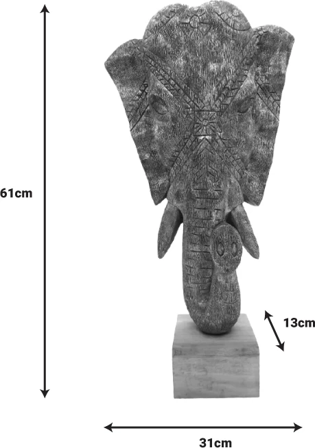 Dekor tavoline elefant, ngjyrë ari, dru mango, 31x13x61 cm