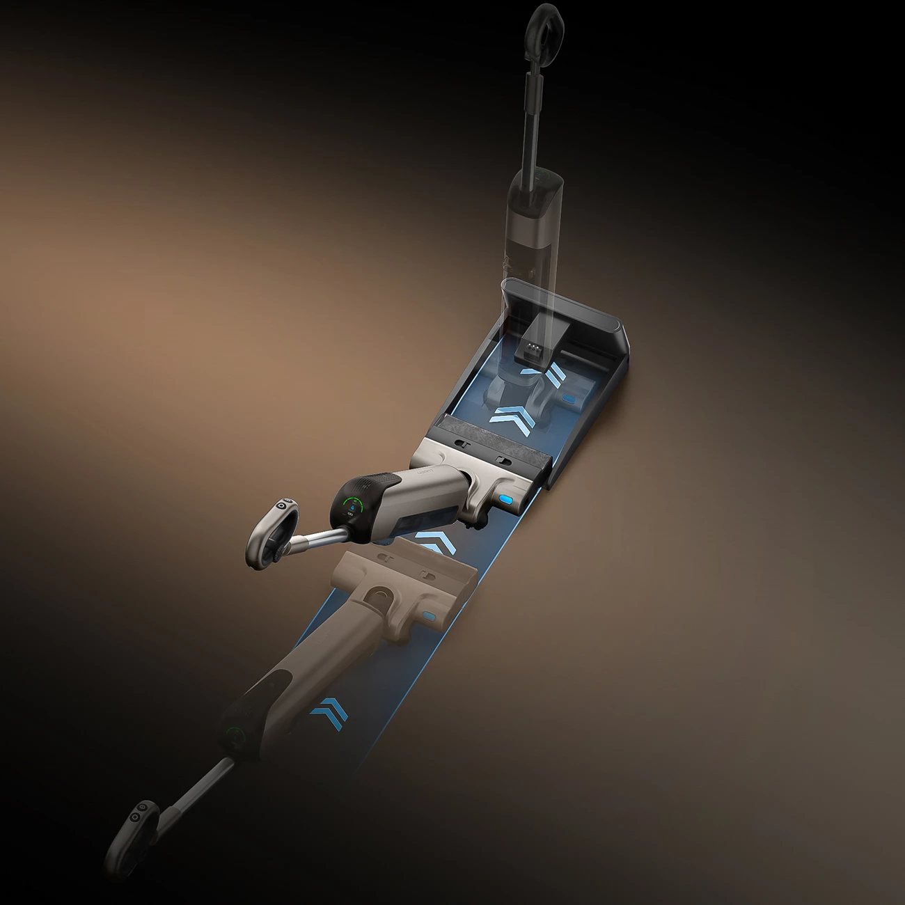 Fshesë elektrike në këmbë UWANT D700 me funksion larjeje dhe stacion karikimi, e bardhë