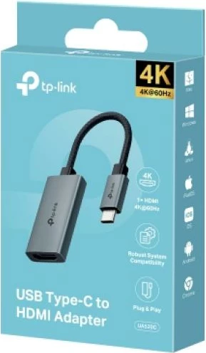 Adapter USB Type-C në HDMI, TP-Link UA520C, 4K UHD, gri