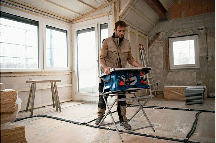 Sharrë tavoline Bosch GTS 18V-216 Professional, 216mm, pa furça, me bateri, blu