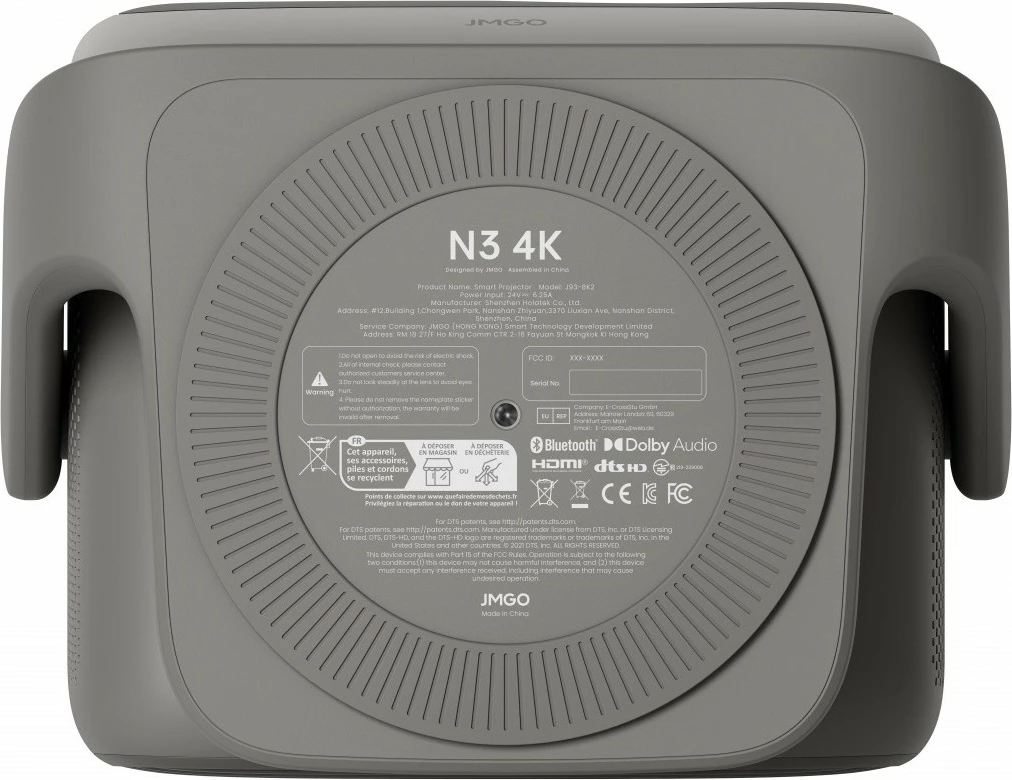 Projektor JMGO N3 4K J93-8K2 4K DLP lazer 1800 lumens WiFi Bluetooth diagonale deri 300" gri