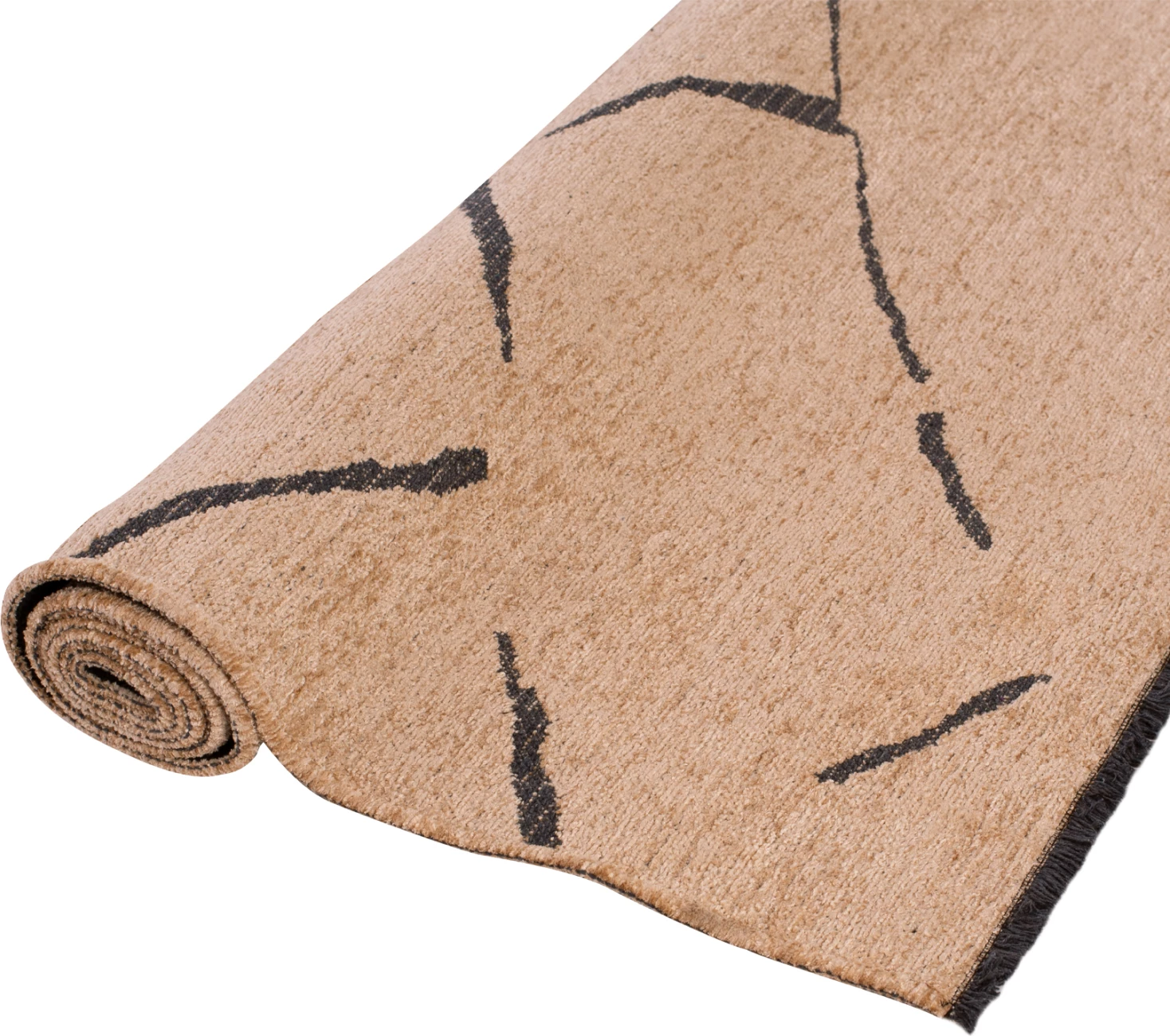 Tapet, ngjyrë kafe e çelët e zezë, me vetë-fringe, FH7674.01, 160x230cm