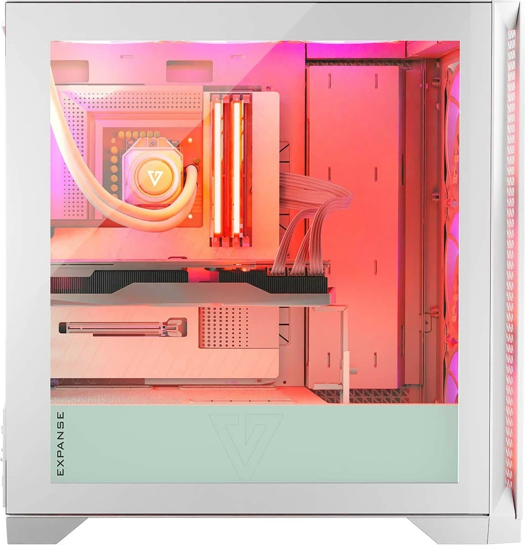 Kasë MODECOM Volcano Expanse T Apex ARGB AT-EXPANSE-TG-20-000000-0002, midi tower, 4x140mm ARGB, xhami i kalitur, USB-C, ATX/mATX/ITX, e bardhë