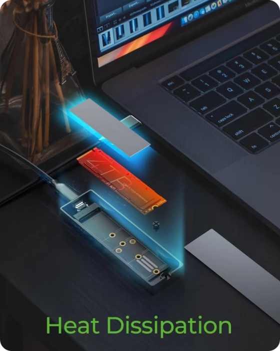 Kasë për SSD M.2 ICYBOX IB-1826MCL-CU31, NVMe/SATA, USB-C 3.2 Gen 2 10 Gbit/s, RGB, gri e errët, set me kabllo