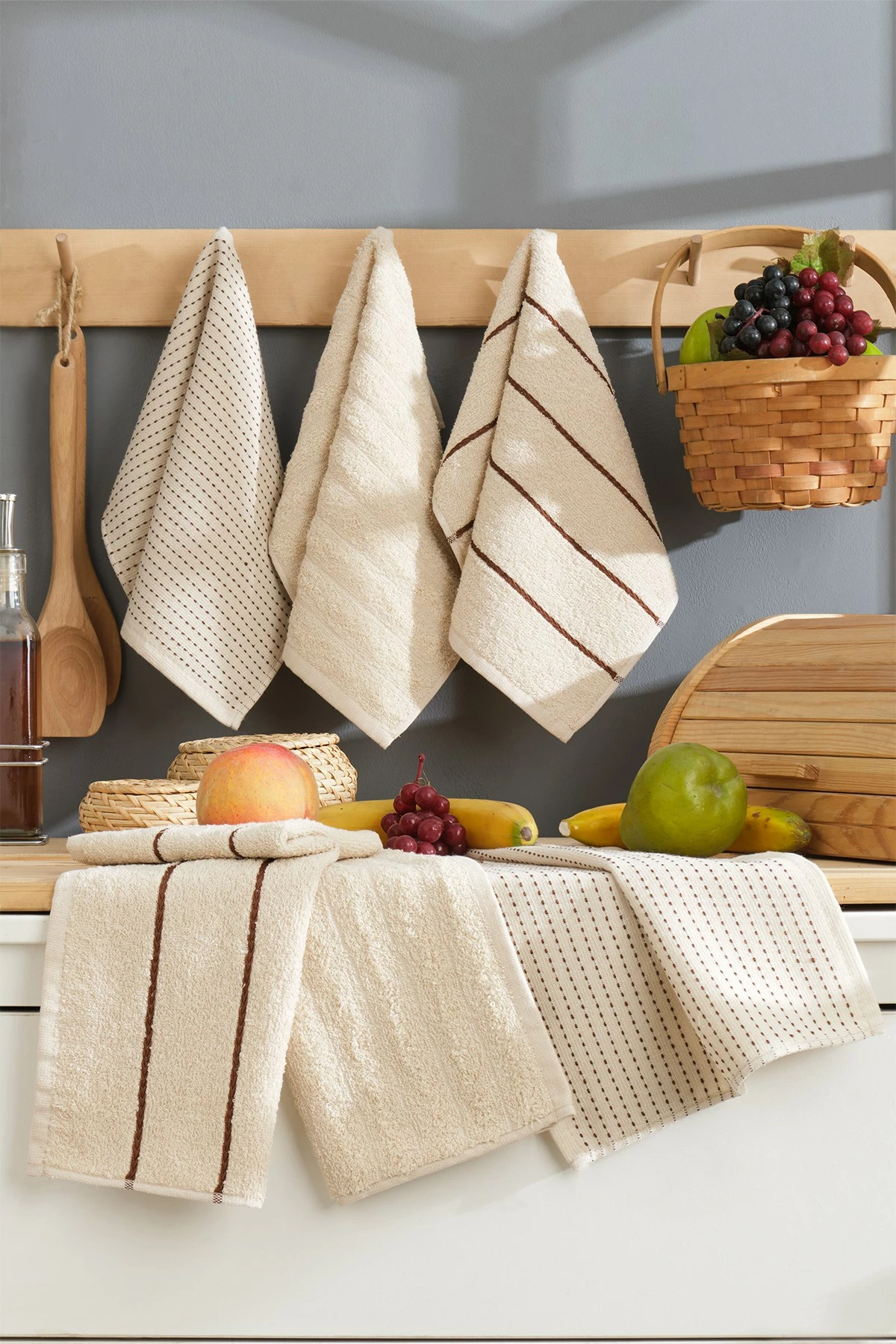 Set peshqirësh për larje, 6 copë, Mijölnir, Sofya, bezhë