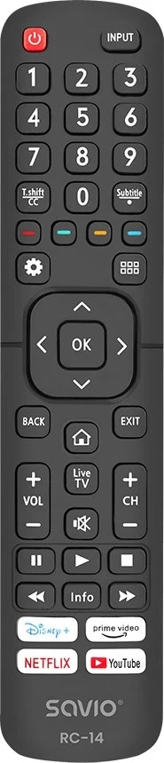 Kontrolli Universal SAVIO RC-14 për SMART TV, ngjyrë e zezë