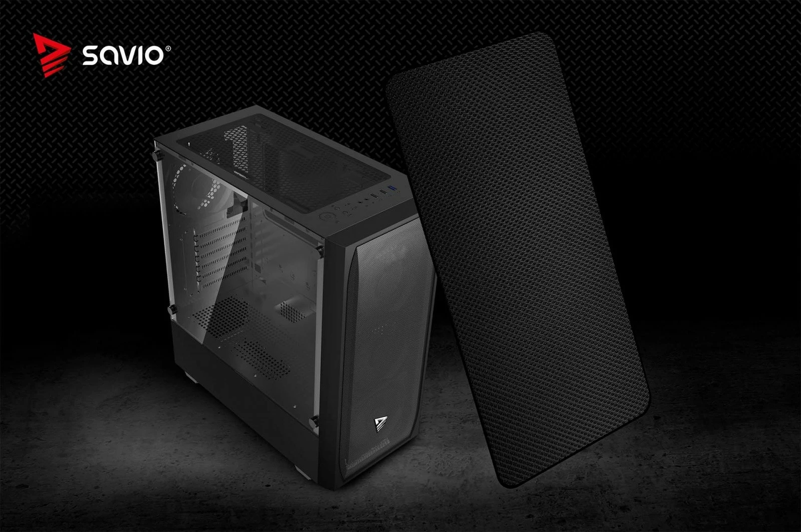 Kasë, Savio NOCTIS FLOW X1, Midi Tower ATX, 4x120 mm PWM, xham i temperuar, rrjetë frontale, e zezë