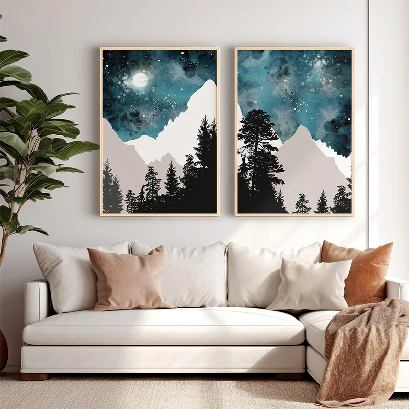 Dekor muri në kornizë Grezio, diptyque, print digjital, shumëngjyrësh, 33x1.5x48cm (2 copë)