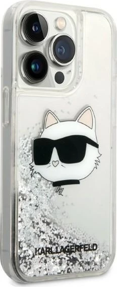 Mbështjellës Karl Lagerfeld KLHCP14XLNHCS për iPhone 14 Pro Max 6.7", Glitter Choupette, Argjendtë