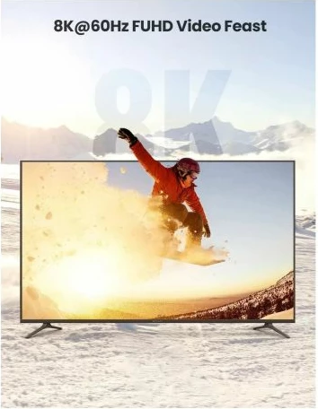 Kabllo HDMI 2.1 UGREEN 70321 2m 8K Ultra High Speed, e zezë/gri, në kuti