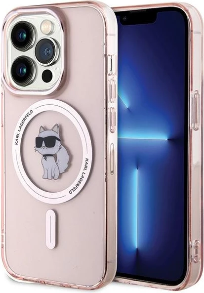 Mbështjellës Karl Lagerfeld IML Choupette MagSafe për iPhone 15 Pro, rozë