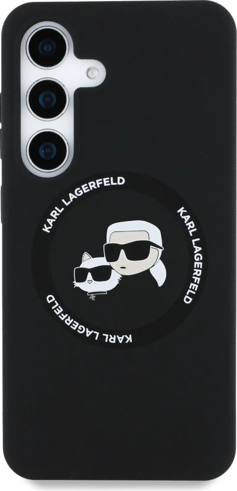 Mbështjellës Karl Lagerfeld Silicone Double Heads And Circle MagSafe për Samsung Galaxy S25, i zi