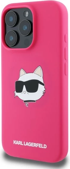 Mbështjellës, Karl Lagerfeld, Silicone Choupette Head Print, për iPhone 16 Pro Max, me MagSafe, fuchsia
