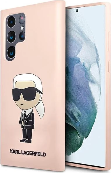 Mbështjellës Karl Lagerfeld KLHCS23LSNIKBCP për Samsung Galaxy S23 Ultra, silikon, rozë