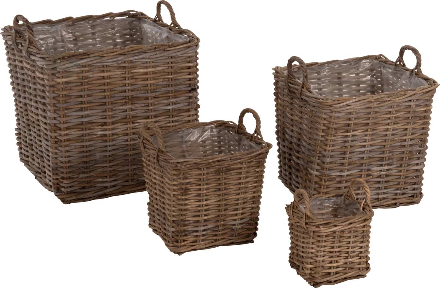 Shporta dekorative KATER 4PCS FH9657 KUBU rattan në gri 52x52x50-57Hcm