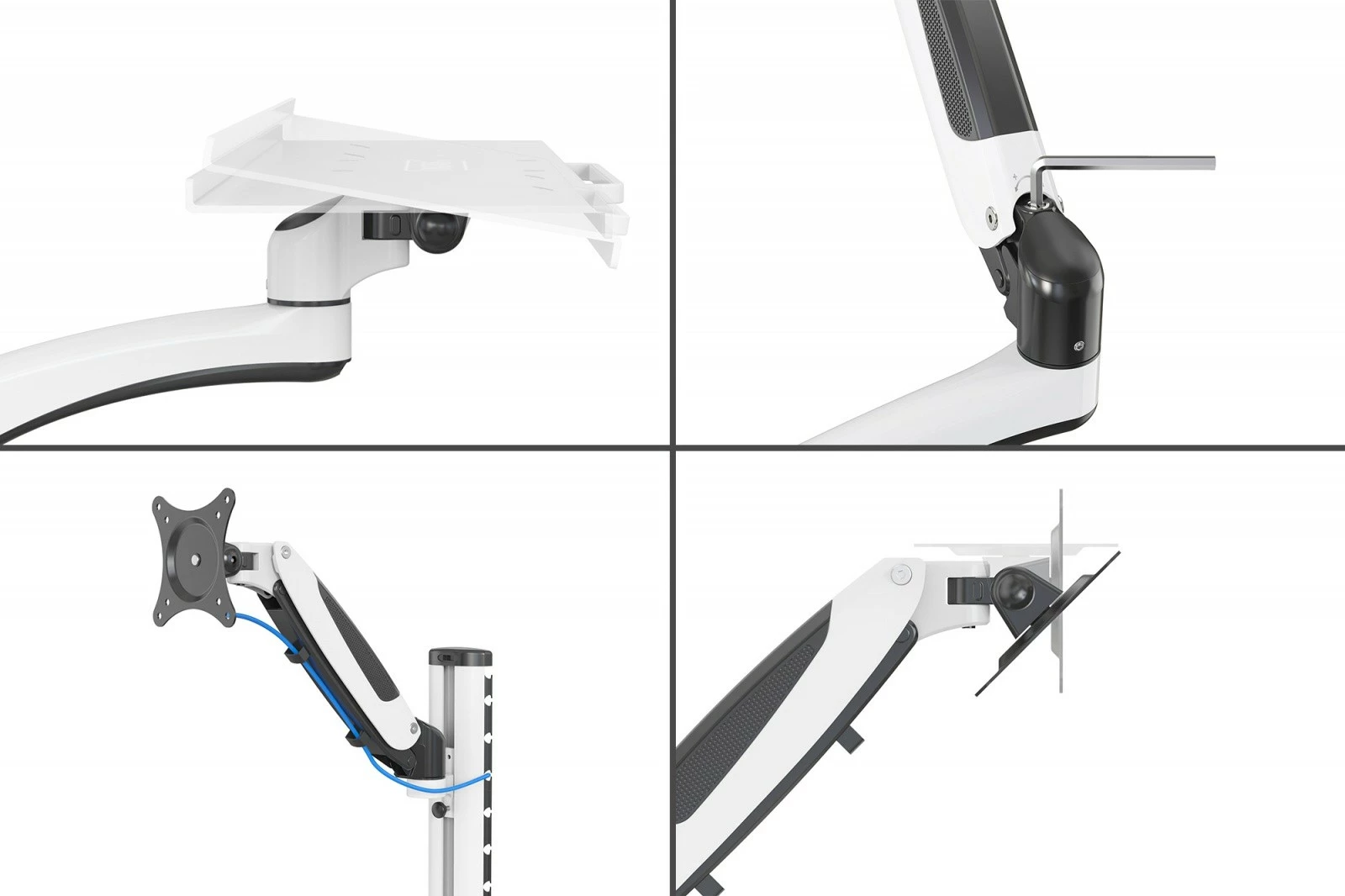 Mbajtëse muri Digitus DA-90451 për monitor 32" dhe tastierë/maus, alumini/çelik, e zezë/e bardhë