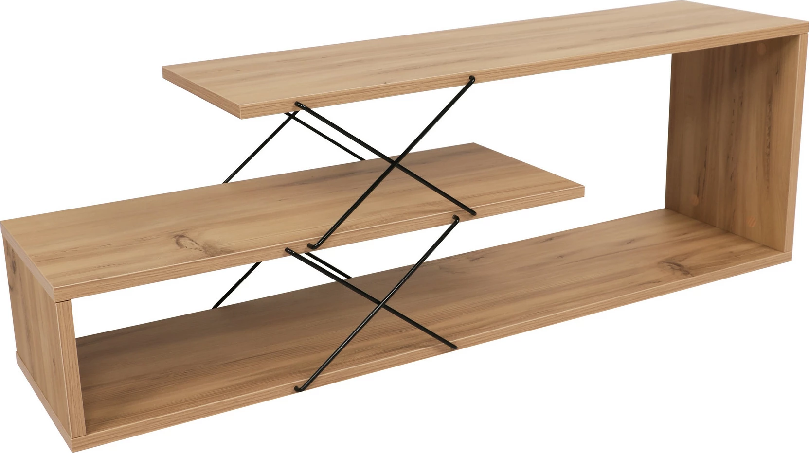 Komodë TV Hanah Home, dizajn zigzag, ngjyrë lisi