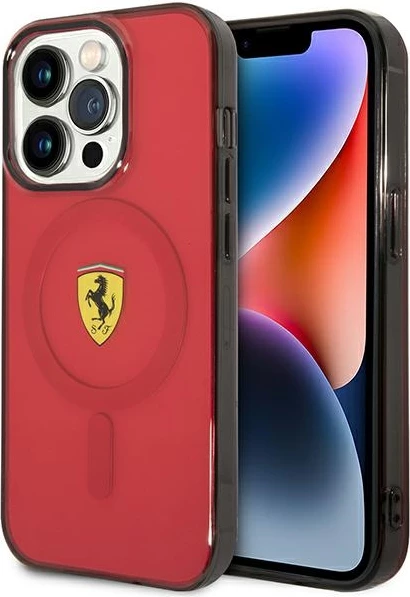 Mbështjellës Ferrari Translucent MagSafe për iPhone 14 Pro Max 6.7", i kuq