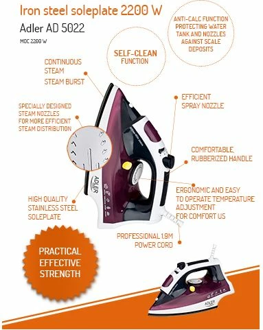 Hekur ADLER AD5022 3000 W, vjollcë