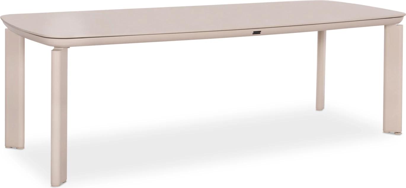 Tavolinë oborri, alumini, sipërfaqe prej guri të presuar, ngjyrë krem, 240x100x76cm