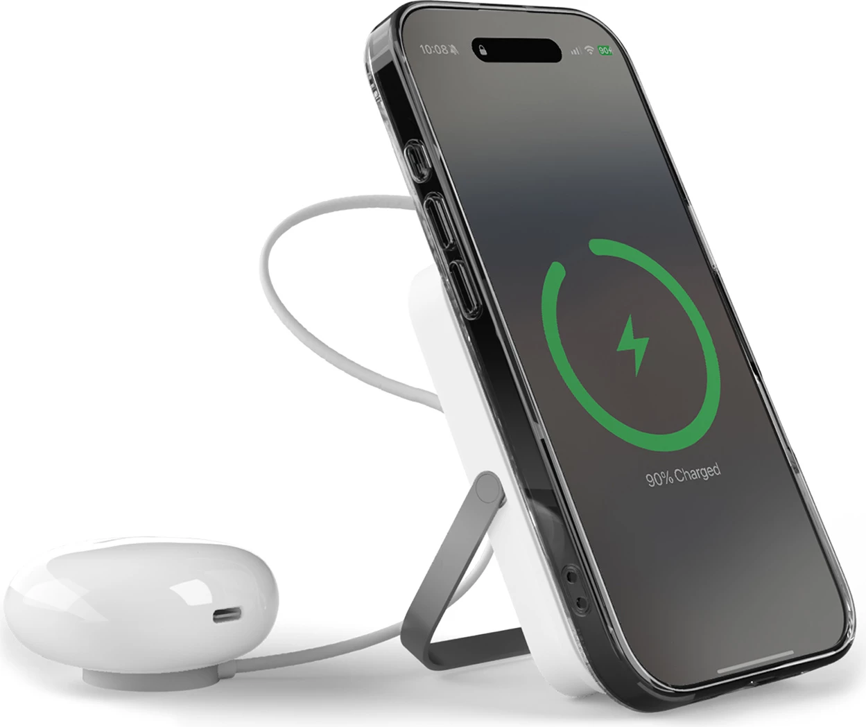 Powerbank Puro 10000mAh MagSafe me këmbë alumini, Bardhë