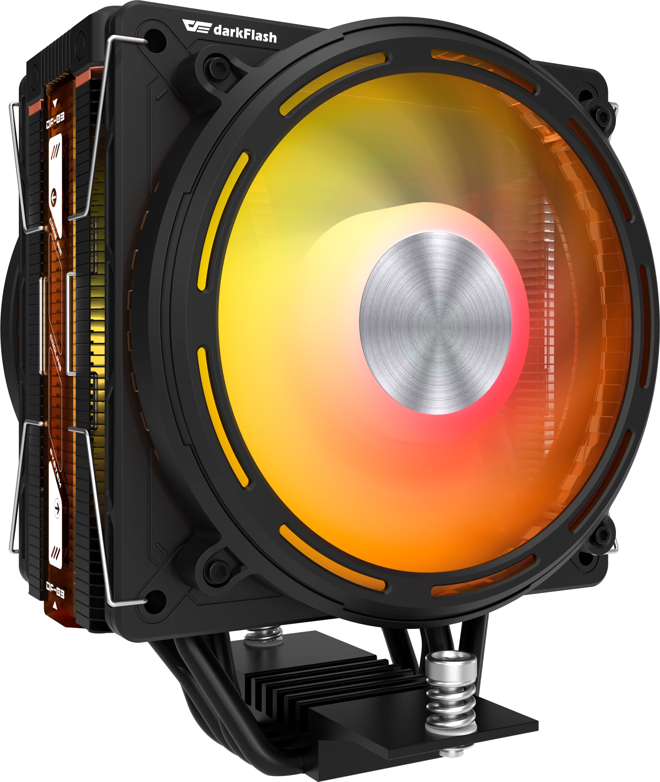 Ftohës CPU aktiv, Darkflash E400 PLUS, dy ventilatorë 120 mm PWM, ARGB me ekran LED temperaturë, TDP 235W, i zi