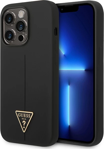 Mbështjellës Guess GUHCP14LSLTGK për iPhone 14 Pro 6.1", silikon, i zi