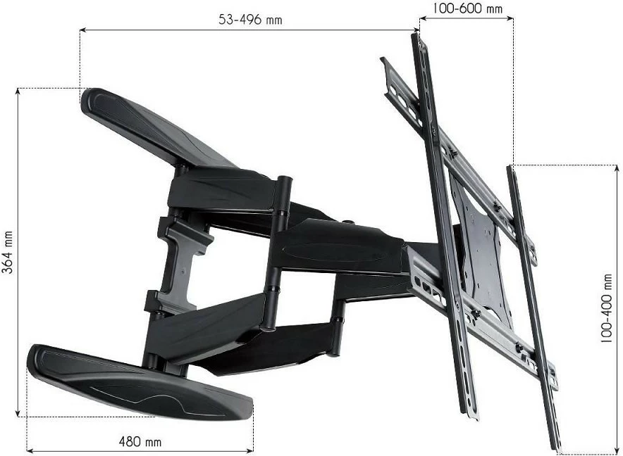 Mbajtës muri për TV Techly 308886, për LCD/LED 40-80 inç, 50kg, VESA, i zi